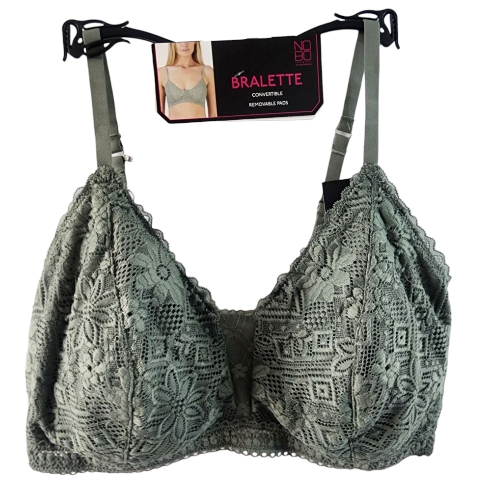 No Boundaries Green Lace Wireless Bra